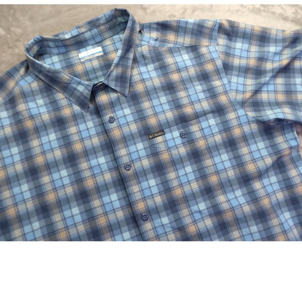 Columbia‎ Men's Blue Plaid Short Sleeve Button Down Shirt Size XXL